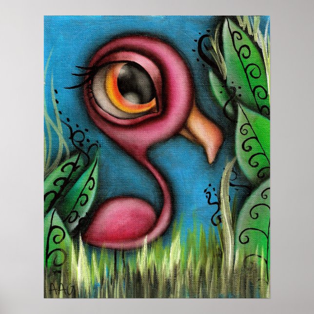 Póster Flamingo no Jardim (Frente)