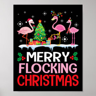 Poster Flamingo Noel Hats Dançando Em Flocos De Feliz De