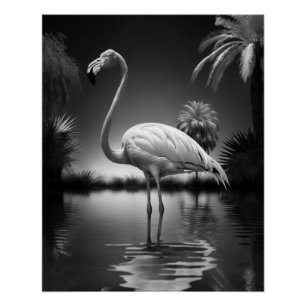 Póster Flamingo numa Piscina