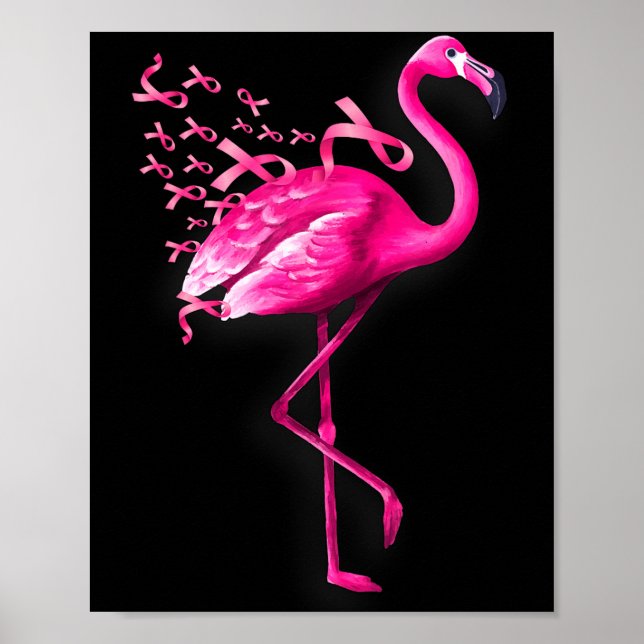 Poster Flamingo pássaro rosa conscientização câncer de ma (Frente)