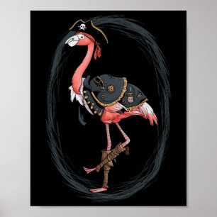 Poster Flamingo Pirate Dia de as Bruxas engraçado Ideia