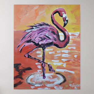 Poster Flamingo Pôr do Sol Vibrante