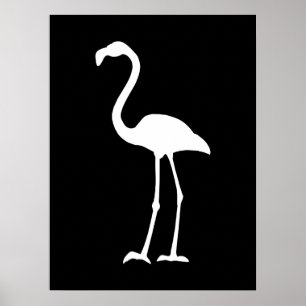Póster Flamingo preto e branco
