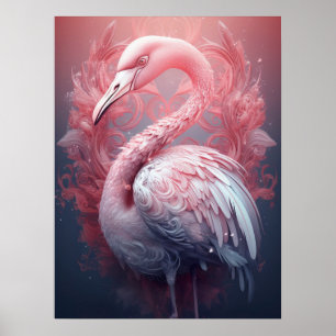 Poster Flamingo Rosa Abstrato Surrealista