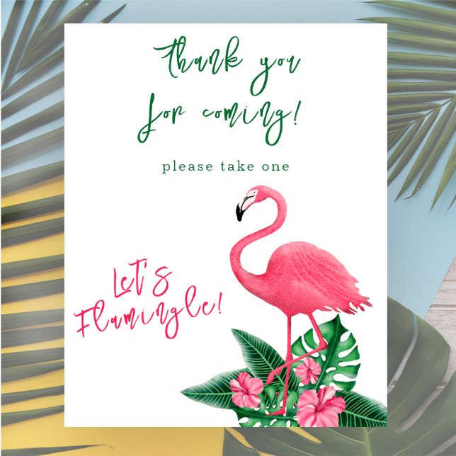 Poster Flamingo rosa aquarela Obrigado chá de bebê (Criador carregado)