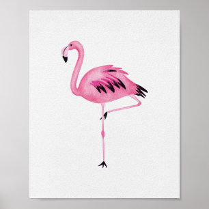 Poster Flamingo Rosa Caprichoso Ave Aquarela