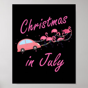Poster Flamingo Rosa Engraçado Fofo Carro de Camping Nata