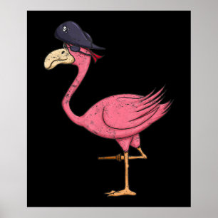 Poster Flamingo Rosa Pirata Com Halloween De Aterro