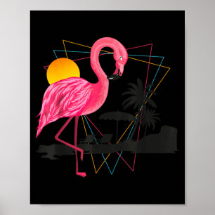 Poster Flamingo Rosa Plantas Tropicais Férias na Praia