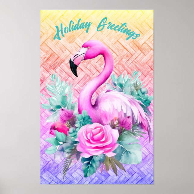 Poster Flamingo Rosa-Rosa-Tropical Personalizado (Frente)