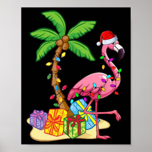 Poster Flamingo Rosa Tropical Natal Em Julho Verão Pa