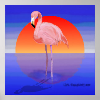 Poster Flamingo Sunset