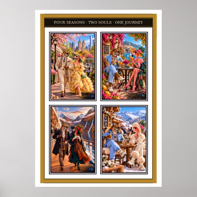 Poster Flamingo & Tiger — Four Seasons, One Journey Poste (Frente)