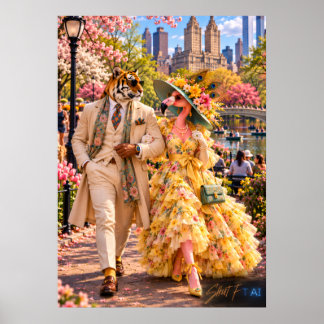 Poster Flamingo & Tiger in New York – Spring in Central P