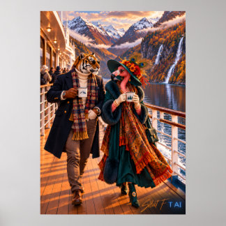 Poster Flamingo & Tiger in Norway — Autumn Fjord Cruise P