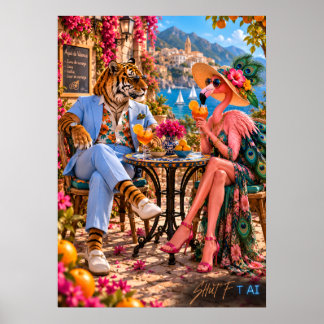 Poster Flamingo & Tiger in Valencia — Mediterranean Summe