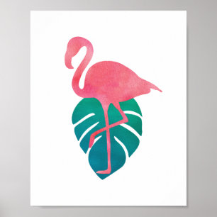Poster Flamingo Tropical Deixa Aquarela Arte