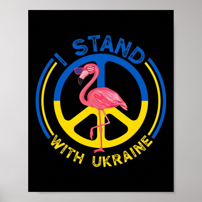 Poster Flamingo Ucrânia Eu Apoio A Bandeira Da Ucrânia (Frente)