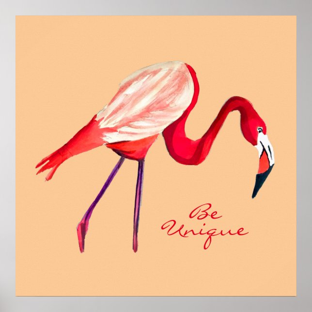 Poster Flamingo watercolor, bonito arte (Frente)