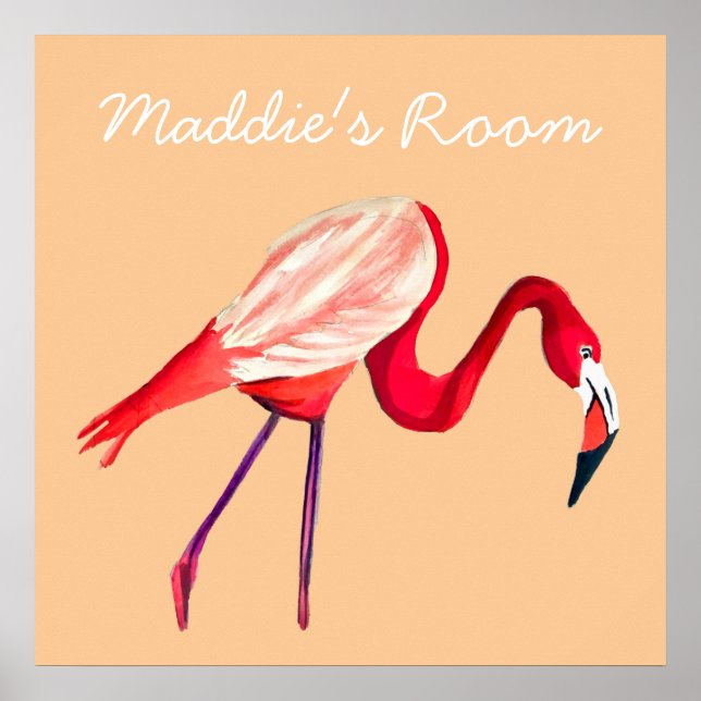 Poster Flamingo watercolor, bonito arte (Frente)