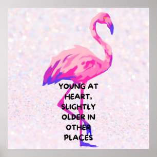 Poster Flamingo Young No Coração Engraçado Dizendo Citaçã