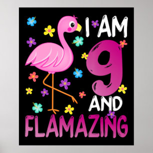 Poster Flamingoo I Am 9 Incrível Nono Aniversário