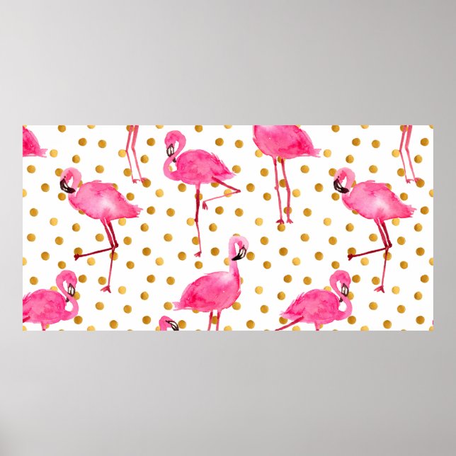 Poster flamingos cor-de-água cor-de-rosa com costura de p (Frente)