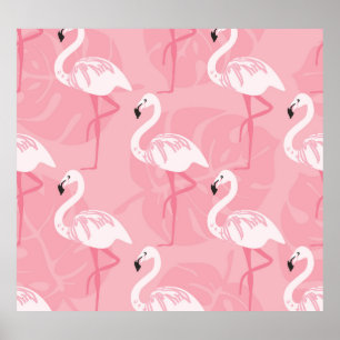 Poster flamingos cor-de-rosa: ilustração da safra.