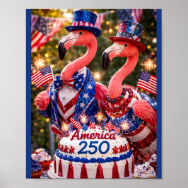 Poster Flamingos Feliz 250º Aniversário América 4 de Julh