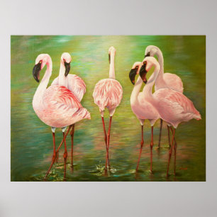 Poster Flamingos menores pintando arte