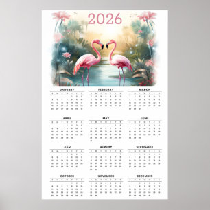 Poster Flamingos Rosa no Paraíso: Calendário de Parede 20