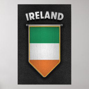 Poster Flâmula de Ireland com olhar de couro de alta