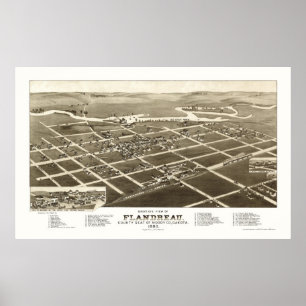 Poster Flandreau, mapa panorâmico do SD - 1883