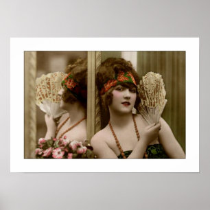 Póster flaper com fã e reflexo