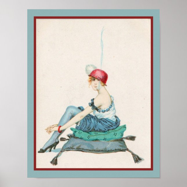 Poster Flapper fumante dos anos 20 (Frente)