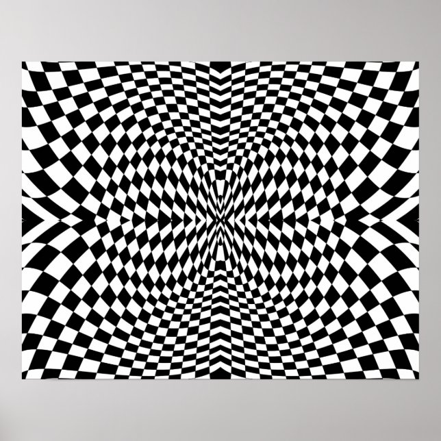 Poster Flash Op-Art preto e branco (Frente)