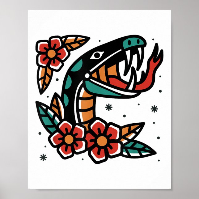 Poster Flash Tradicional de Tatuagem Americana da Antiga  (Frente)