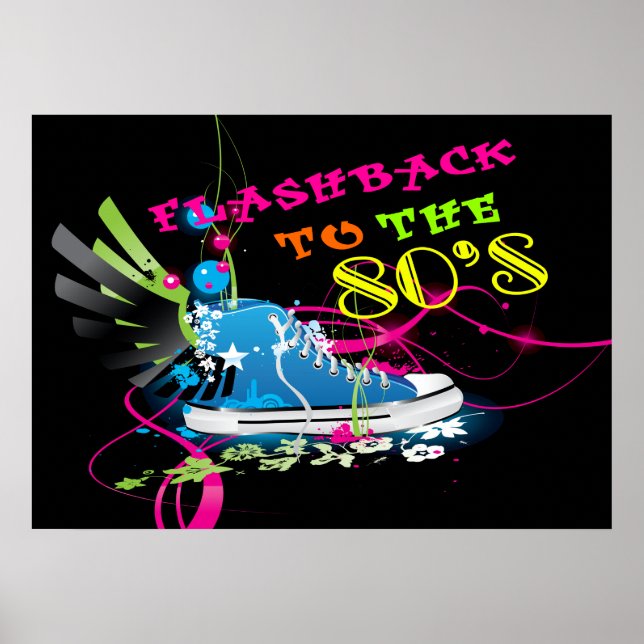 Póster Flashback Para O Neon Sneaker & Wings Do anos 80 (Frente)