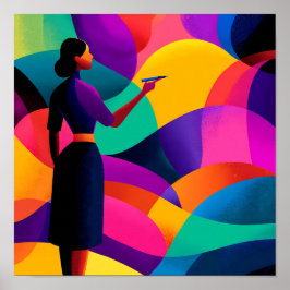 Poster Flat Color Blocking Geometric Coloring Guide