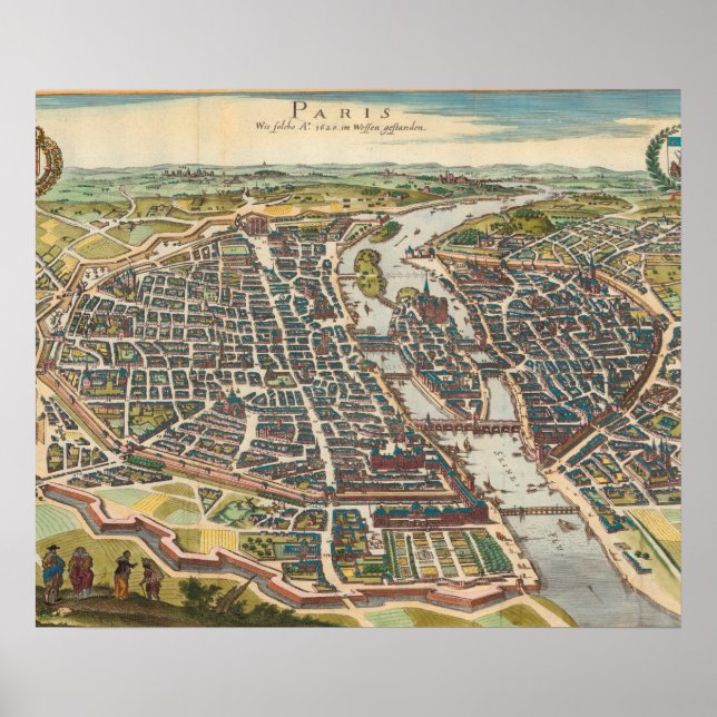 Poster Flat vintage map of paris (Frente)