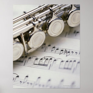 Póster Flauta na partitura
