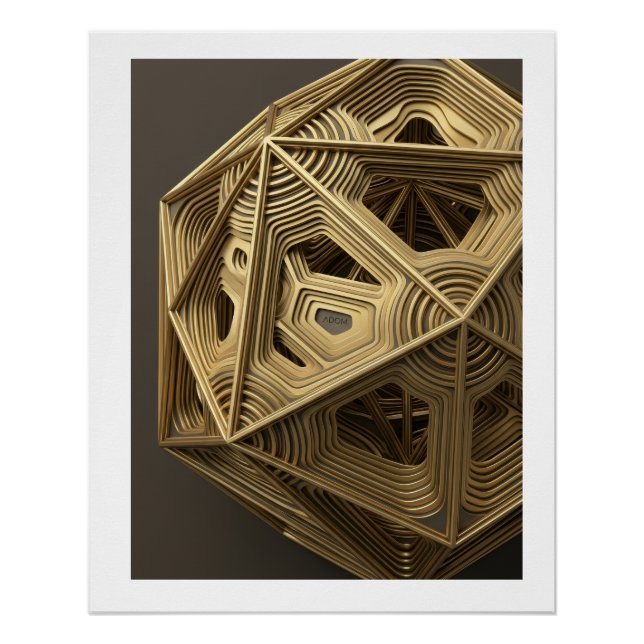 Póster Fleece de Geometria Fractal Complexa Arquitetônica (Frente)