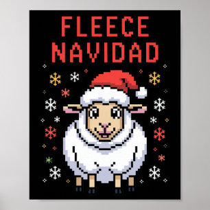 Poster Fleece Navidad Febre Suéter Engraçado Ovelha de Na