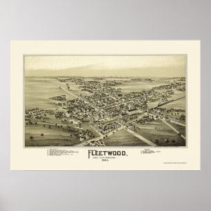 Poster Fleetwood, mapa panorâmico do PA - 1893