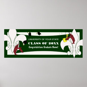 Poster Fleur de Lis Crawfish Graduação Banner
