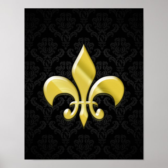 Poster Fleur de Lis (Damasco preto/Dourado) (Frente)