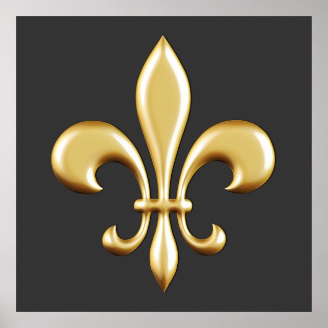 Poster Fleur De Lis Dourada (Frente)