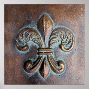 Póster Fleur De Lis, Impresso De Olho De Cobre