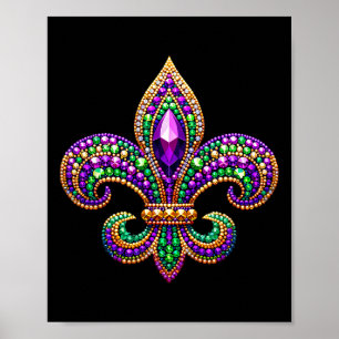 Poster Fleur-de-lis Mardi Gras - Símbolo Carnaval - Parad