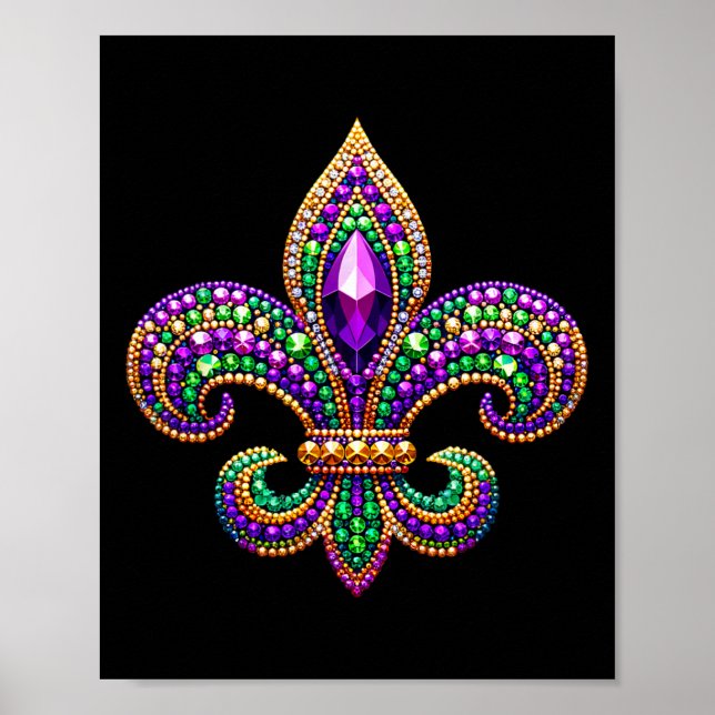 Poster Fleur-de-lis Mardi Gras - Símbolo Carnaval - Parad (Frente)